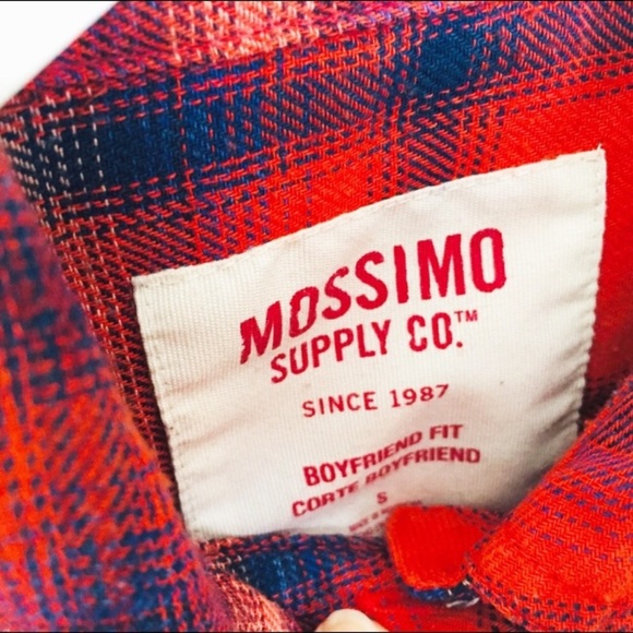 MOSSIMO Plaid Flannel Shirt With Long Sleeves & Front Pockets Red Size Small - Picture 7 of 8